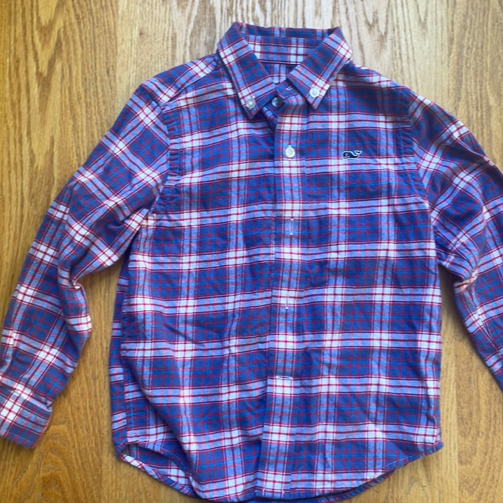 Boys Vineyard Vines flannel whale shirt -size 4T